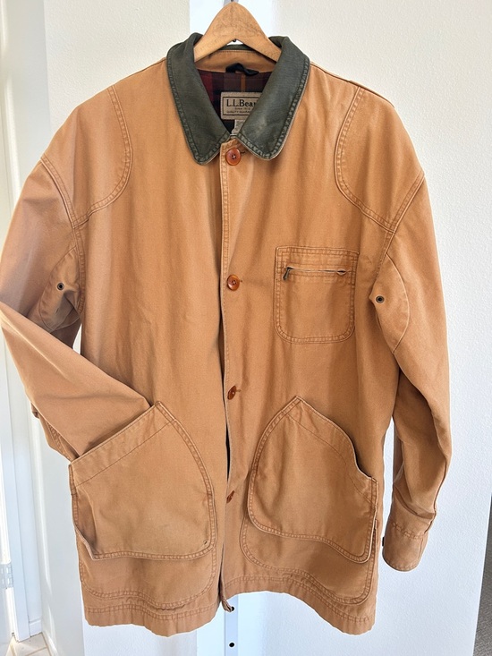 L.L. Bean Other - Vintage L.L. Bean Tan Canvas Field Jacket with Dark Green Collar